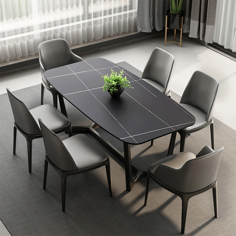 TAULA Classic Design Hotel Restaurant Black Sintered Stone Dining Table