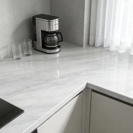 Modern Minimalist Stone Kitchen Countertop With Island