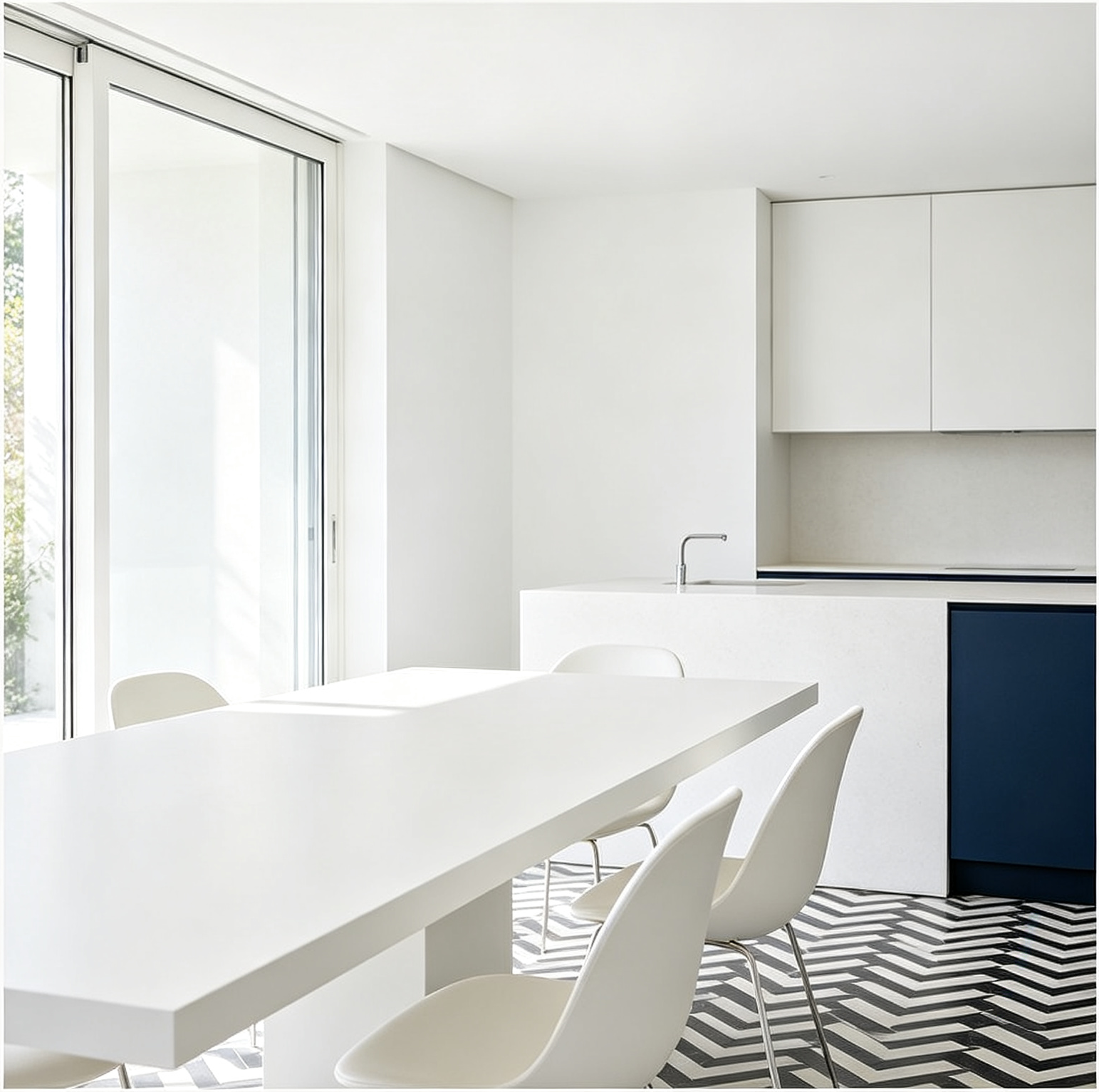Minimalist White Galley Kitchen Cabinet