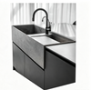 Dark Matte Kitchen Cabinet With Stone Island