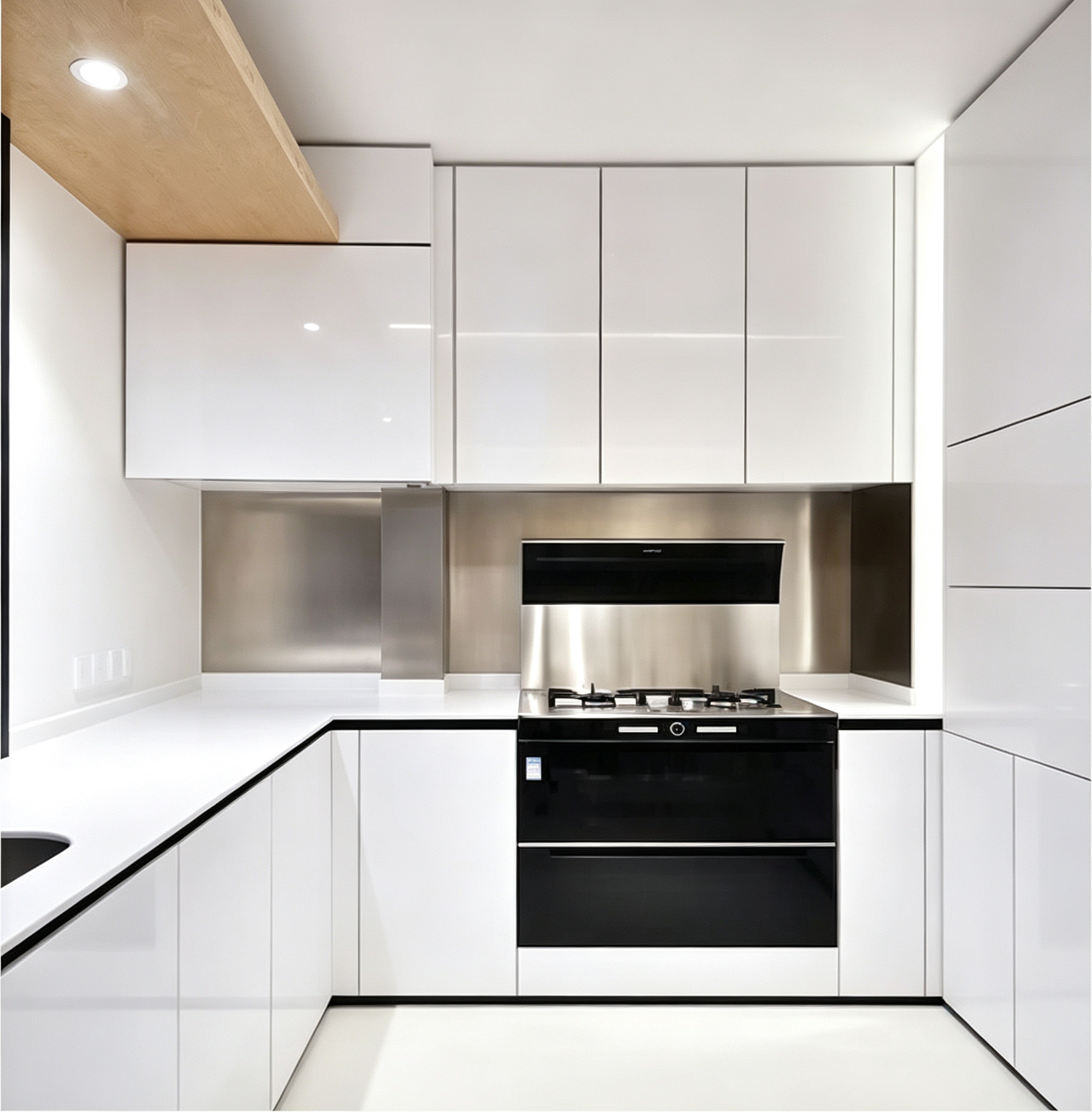 White Kitchen Cabinet with Dining Island