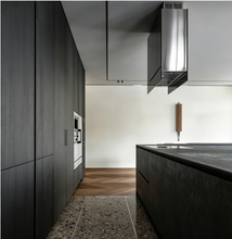 Dark Wood Kitchen Cabinet With Stone Island