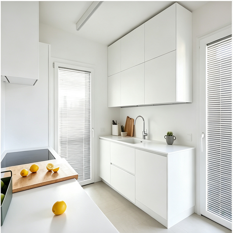 Minimalist White Narrow Kitchen Cabinet