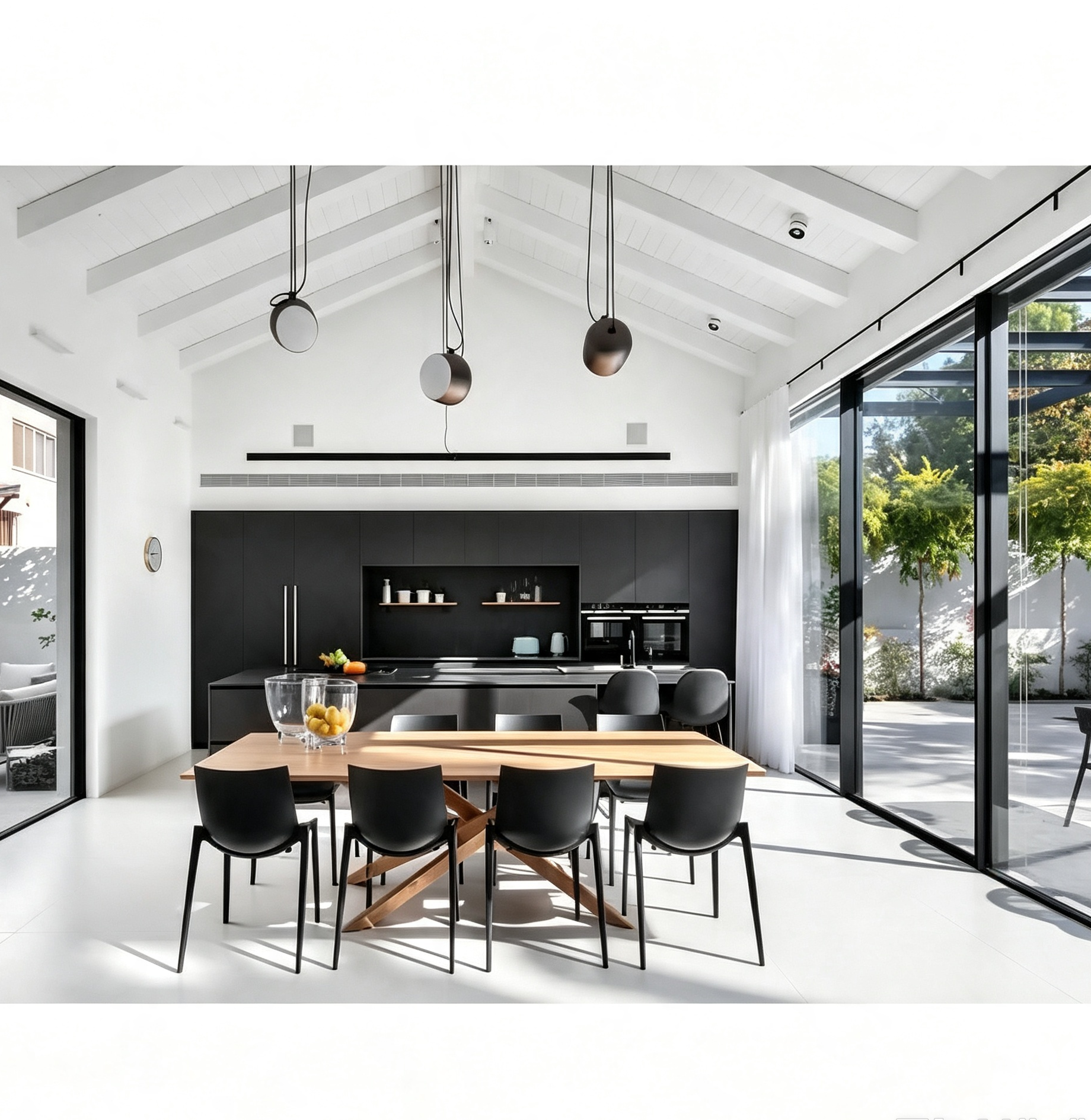 Dark Matte Kitchen Cabinet With Stone Island