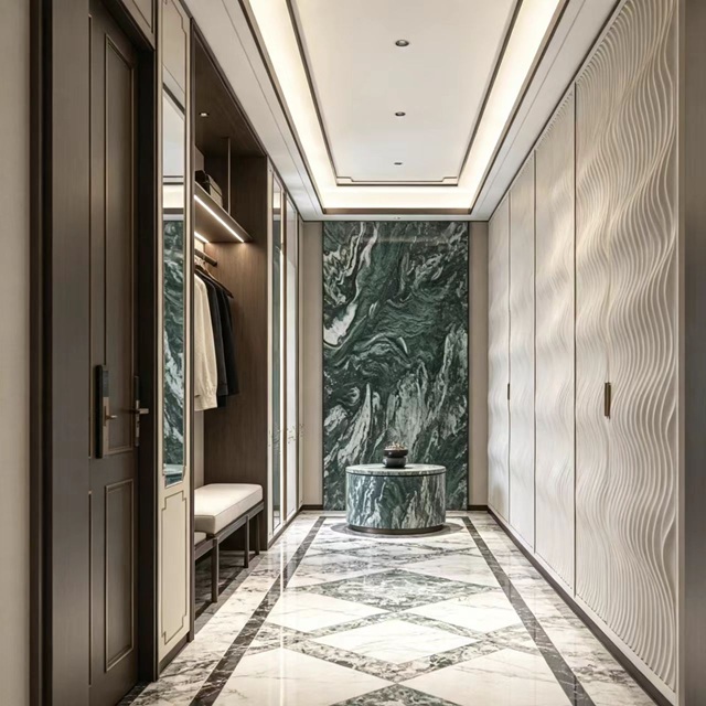 Green Marble Bookmatched Wall Cladding Slab