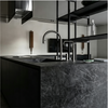 Dark Wood Kitchen Cabinet With Stone Island