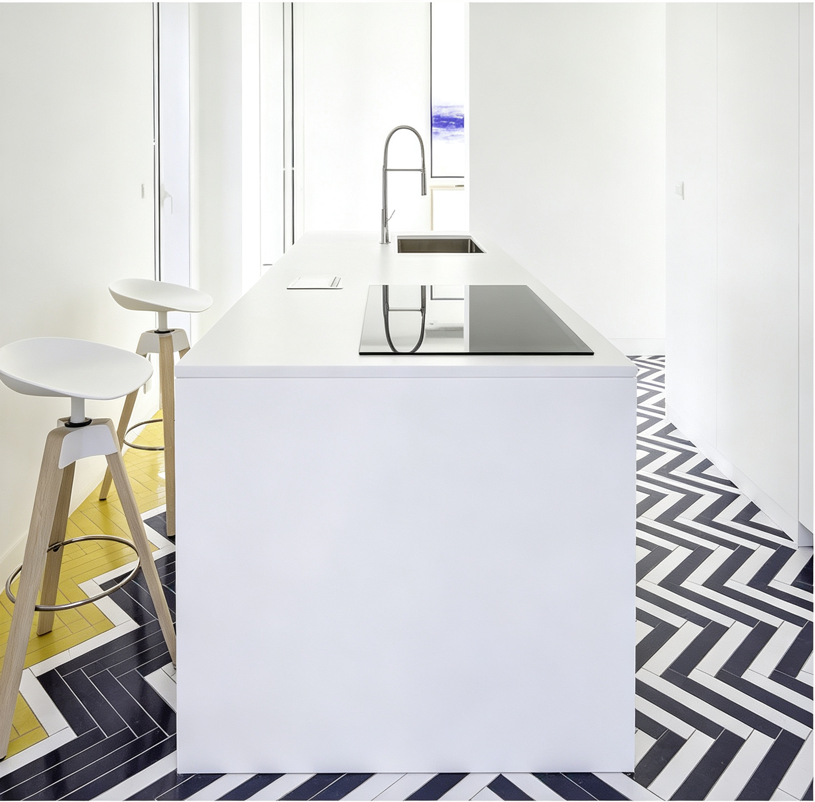 Minimalist White Galley Kitchen Cabinet