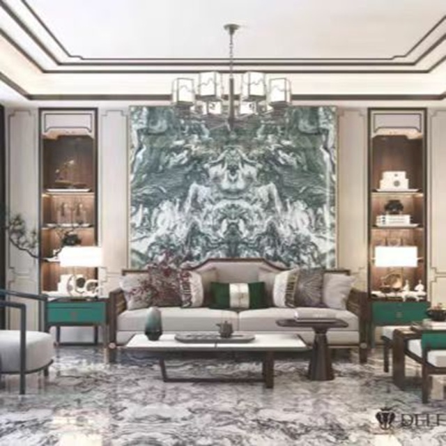 Green Marble Bookmatched Wall Cladding Slab