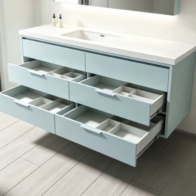 Minimal Floating Wall Mount Stone Bathroom Vanity