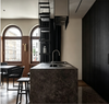 Dark Wood Kitchen Cabinet With Stone Island
