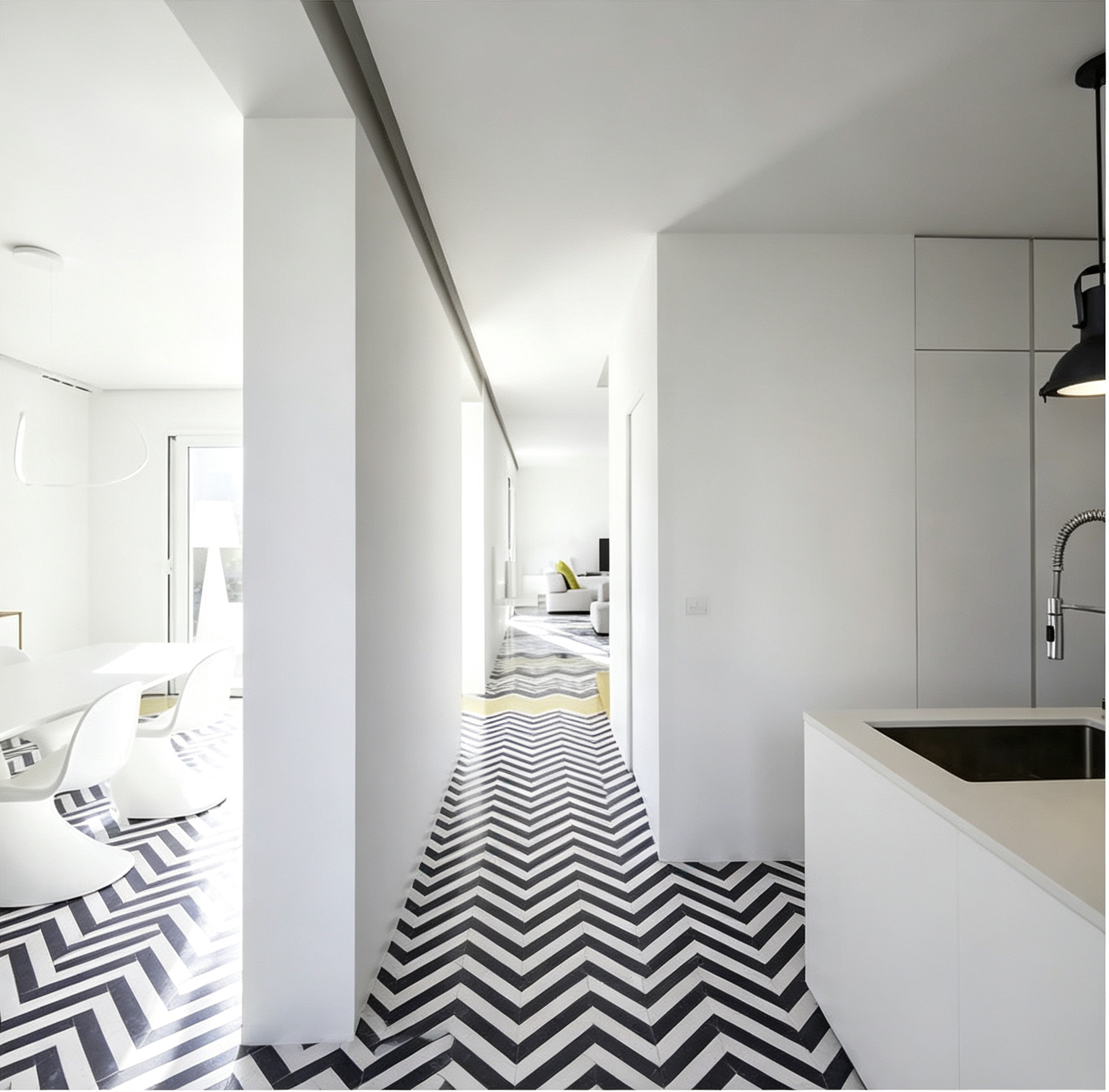 Minimalist White Galley Kitchen Cabinet