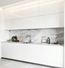 White Matte Kitchen Cabinet With Contrast Island