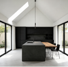 Dark Matte Kitchen Cabinet With Stone Island