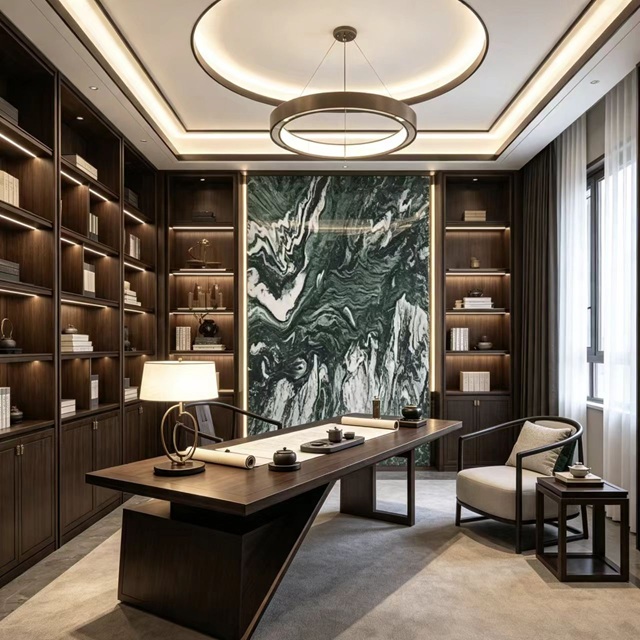 Green Marble Bookmatched Wall Cladding Slab
