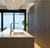 Grey Wood Kitchen Cabinet With Island