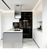 White Matte Kitchen Cabinet With Contrast Island