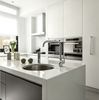Glossy White Handleless Kitchen Cabinet With Island