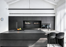 Dark Matte Kitchen Cabinet With Stone Island