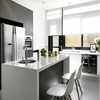 Glossy White Handleless Kitchen Cabinet With Island