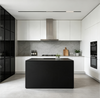 White Matte Kitchen Cabinet With Contrast Island