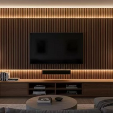 Modern Wood Panel Living Room Wall System