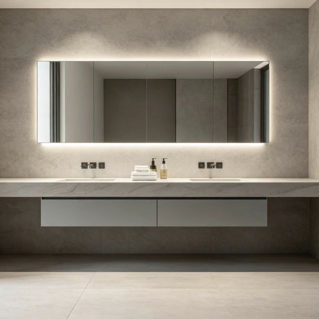 Minimal Floating Wall Mount Stone Bathroom Vanity
